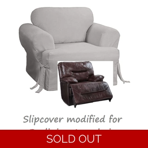 Reclining CHAIR Slipcover T Cushion Cotton Gray Sure Fit Grey Armchair